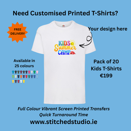 Customised Full Colour Printed T-Shirts - Pack of 20