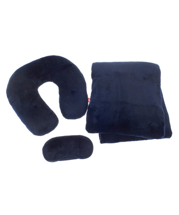 Personalised Travel set (neck pillow, eye mask and fleece blanket)