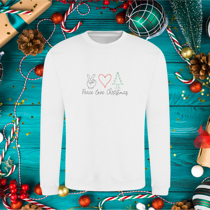 Peace, love, Christmas Line Embroidery Sweatshirt - Adult
