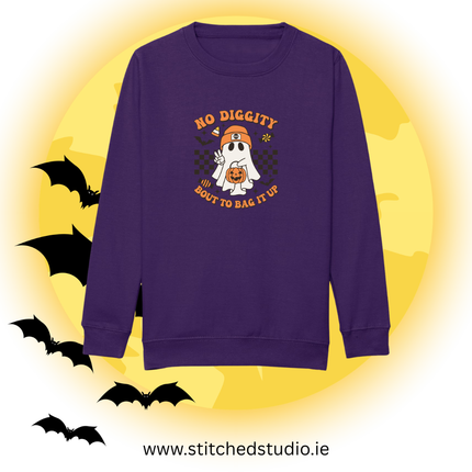 Halloween No Diggity Bout to Bag It up Kids Printed Sweatshirt