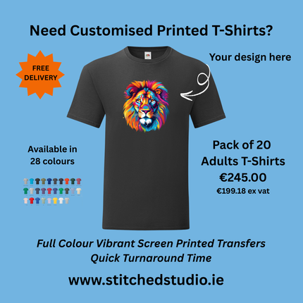Customised Full Colour Printed T-Shirts - Pack of 20