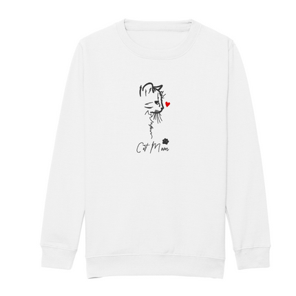 Cat Mom Outline Embroidered Junior Sweatshirt | Hoodie
