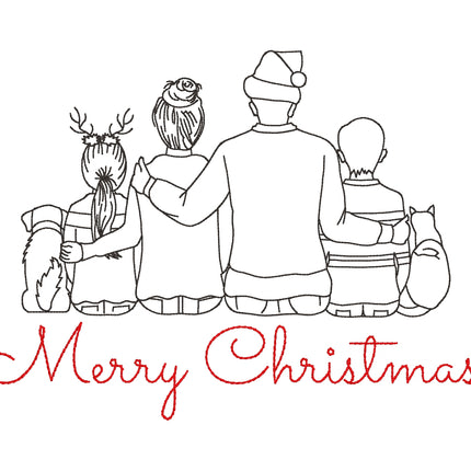 Minimalist Embroidered Family Christmas Scene Sweatshirt | Hoodie