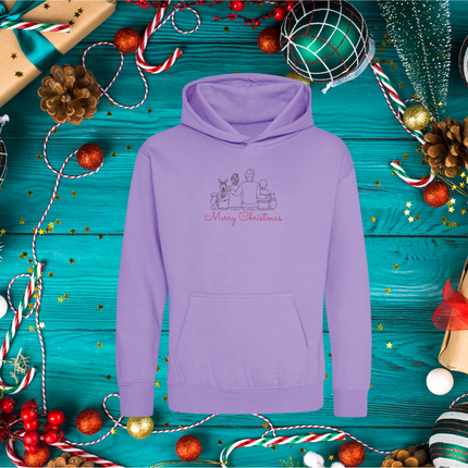 Minimalist Embroidered Family Christmas Scene Sweatshirt | Hoodie