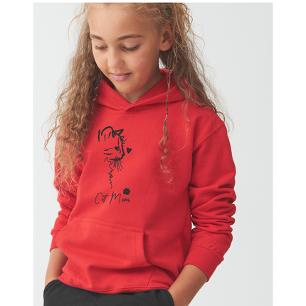 Cat Mom Outline Embroidered Junior Sweatshirt | Hoodie