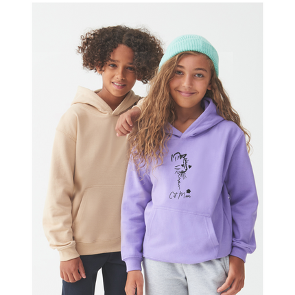 Cat Mom Outline Embroidered Junior Sweatshirt | Hoodie