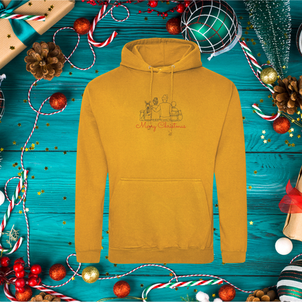 Minimalist Embroidered Family Christmas Scene Sweatshirt | Hoodie