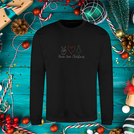 Peace, love, Christmas Line Embroidery Sweatshirt - Adult