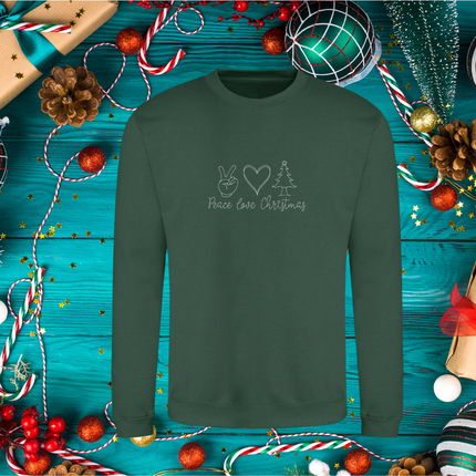 Peace, love, Christmas Line Embroidery Sweatshirt - Adult