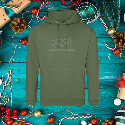 Peace, love, Christmas Line Embroidery Sweatshirt - Adult