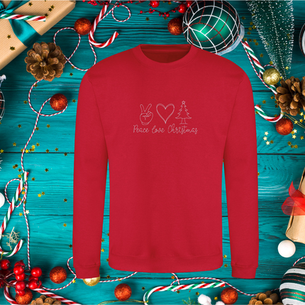 Peace, love, Christmas Line Embroidery Sweatshirt - Adult