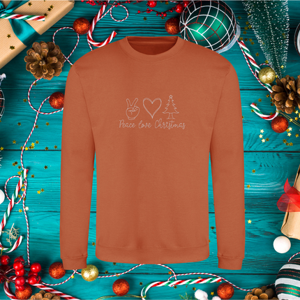 Peace, love, Christmas Line Embroidery Sweatshirt - Adult