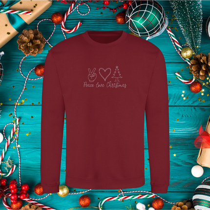 Peace, love, Christmas Line Embroidery Sweatshirt - Adult