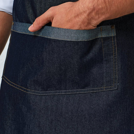 Domain contrast denim bib apron