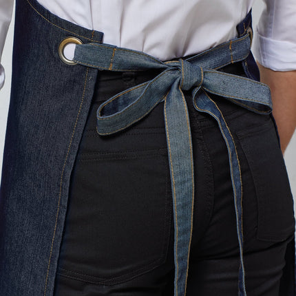 Domain contrast denim bib apron