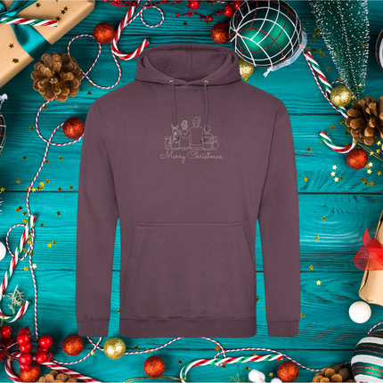 Minimalist Embroidered Family Christmas Scene Sweatshirt | Hoodie